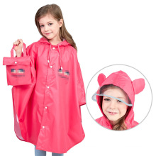 quality custom printed cartoon impermeable rain cloak poncho reusable solid color PVC children rainsuit